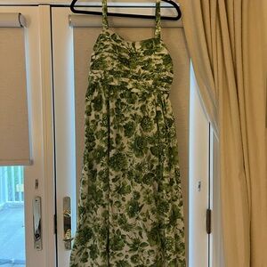 Abercrombie & Fitch Green and White Spaghetti Strap Maxi Sundress